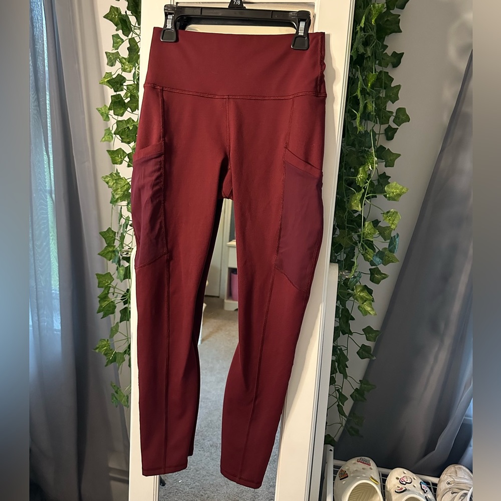burgundy, thick, high waisted, extra small, gym leggings